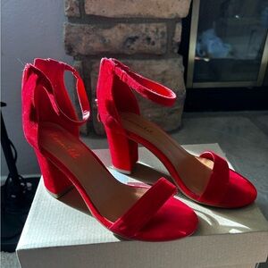 Red Block Heel Sandals